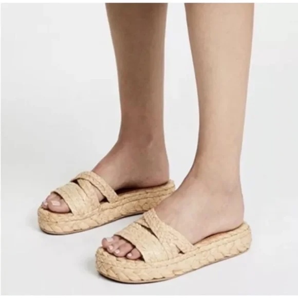 Clergie Raffia Slides Sz 38 - Picture 2 of 3